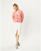 Cardigan 100% Cachemire Fabiola col V rose clair