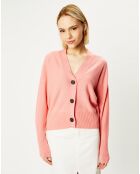 Cardigan 100% Cachemire Fabiola col V rose clair