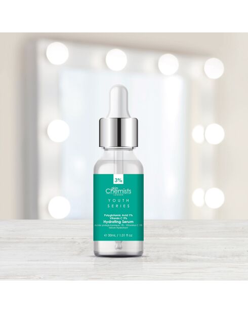 Hydraterend serum met polyglutaminezuur 1% en vitamine C 3% - 30 ml