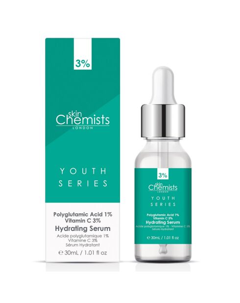 Hydraterend serum met polyglutaminezuur 1% en vitamine C 3% - 30 ml