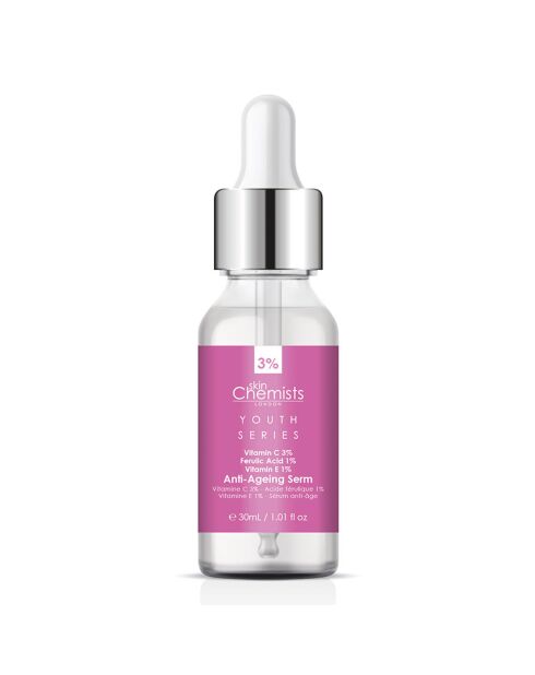 Anti-Aging-Serum mit 3% Vitamin C, 1% Ferulasäure und 1% Vitamin E - 30 ml