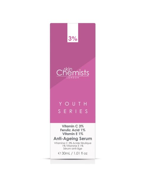 Antiverouderingsserum met vitamine C 3%, ferulazuur 1% en vitamine E 1% - 30 ml