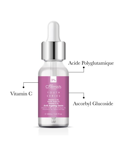 Anti-Aging-Serum mit 3% Vitamin C, 1% Ferulasäure und 1% Vitamin E - 30 ml