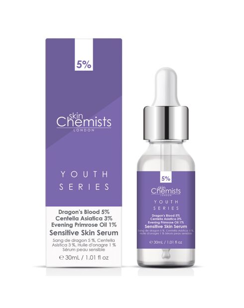 Sérum Peau sensible à l'huile de Sang de dragon 5%, Centella Asistica 3% & huile d'Onagre 1% - 30 ml