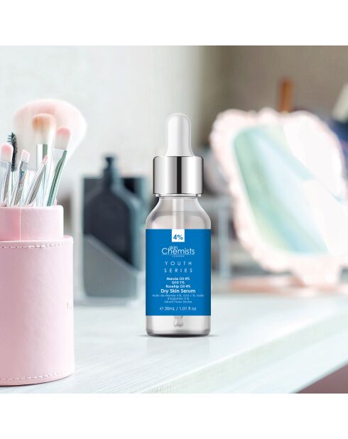 Sérum para piel seca con aceite de marulua 4%, Q10 1% y aceite de rosa mosqueta 4% - 30 ml