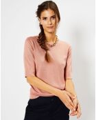 Pull en Soie & Cachemire Fifi manches courtes rose