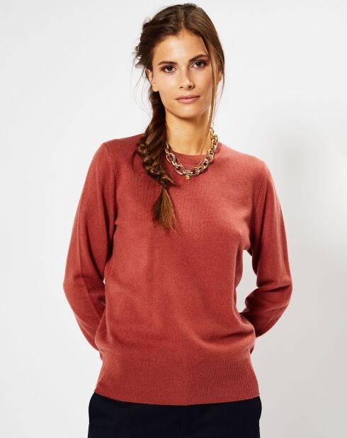 Pull 100% Cachemire Zabri col rond bois de rose