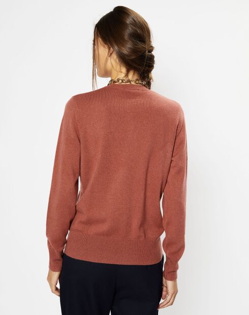 Pull 100% Cachemire Zabri col rond bois de rose