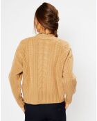 Cardigan en Laine & Cachemire Fabiola T col V beige