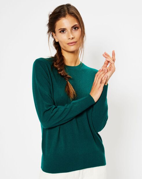 Pull 100% Cachemire Zabri col rond vert foncé