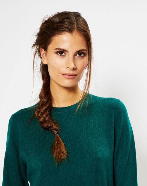 Pull 100% Cachemire Zabri col rond vert foncé