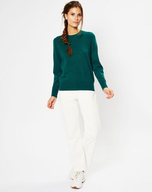 Pull 100% Cachemire Zabri col rond vert foncé