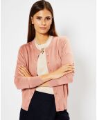 Cardigan en Soie & Cachemire Facaosilk col rond rose