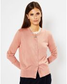 Cardigan en Soie & Cachemire Facaosilk col rond rose