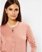 Cardigan en Soie & Cachemire Facaosilk col rond rose