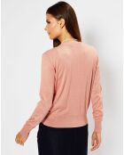 Cardigan en Soie & Cachemire Facaosilk col rond rose