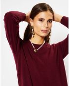 Pull 100% Cachemire Zabri col rond rouge foncé