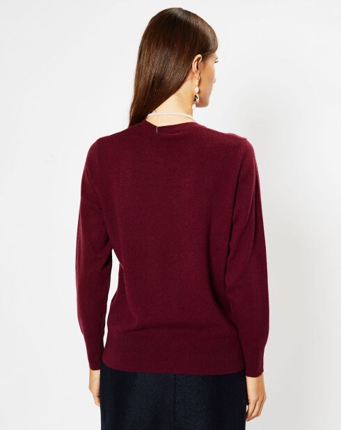 Pull 100% Cachemire Zabri col rond rouge foncé