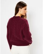 Cardigan en Laine & Cachemire Fabiola T col V bordeaux