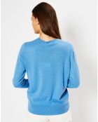 Pull 100% Cachemire Zocon col V bleu