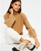 Pull en Laine & Cachemire Sydney T col montant beige