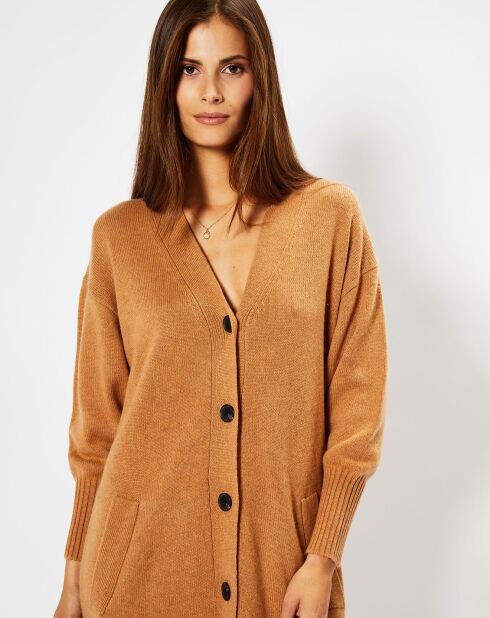 Gilet extra long en Laine & Cachemire Scene camel