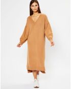 Robe pull en Laine & Cachemire Divine col V camel