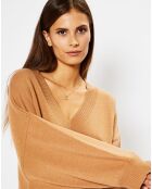 Robe pull en Laine & Cachemire Divine col V camel