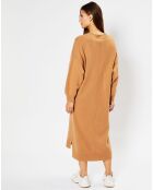 Robe pull en Laine & Cachemire Divine col V camel