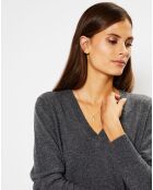 Pull 100% Cachemire Chou col V gris foncé