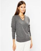 Pull 100% Cachemire Chou col V gris