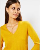 Pull 100% Cachemire Zocon col V jaune