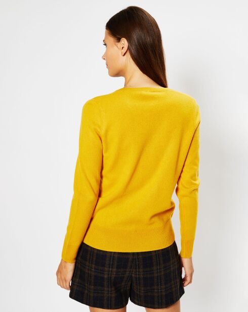 Pull 100% Cachemire Zocon col V jaune