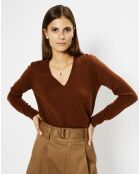 Pull 100% Cachemire Zocon col V marron