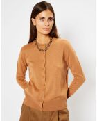 Cardigan 100% Cachemire Facao col rond camel