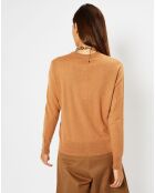 Cardigan 100% Cachemire Facao col rond camel