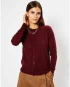 Cardigan 100% Cachemire Yacao col rond rouge foncé