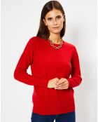 Pull 100% Cachemire Fabri col rond rouge