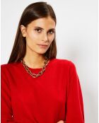 Pull 100% Cachemire Fabri col rond rouge