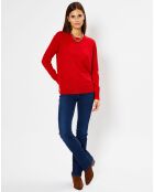 Pull 100% Cachemire Fabri col rond rouge