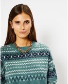 Pull en Laine & Cachemire Denver col rond vert