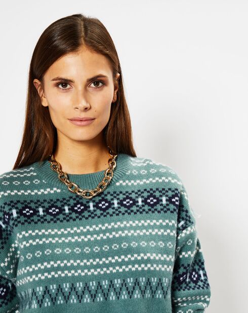 Pull en Laine & Cachemire Denver col rond vert