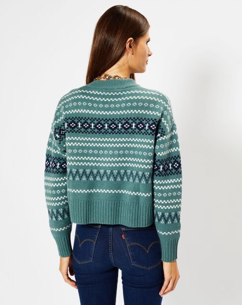 Pull en Laine & Cachemire Denver col rond vert