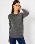 Pull 100% Cachemire Fabri col rond gris foncé