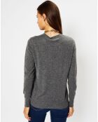 Pull 100% Cachemire Fabri col rond gris foncé