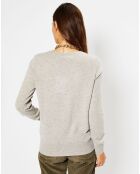 Pull 100% Cachemire Yocon col V gris clair