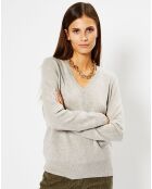 Pull 100% Cachemire Yocon col V gris clair