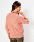 Pull en Laine & Cachemire Zephyr torsade col montant rose