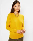 Pull 100% Cachemire Zabri col rond jaune