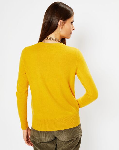 Pull 100% Cachemire Zabri col rond jaune